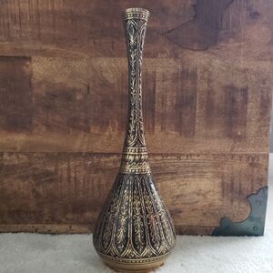 Intricate Gold and Black Vase